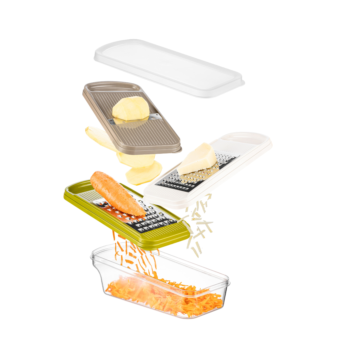 GourmetPrep 3-in-1 Reibe- & Schneideset